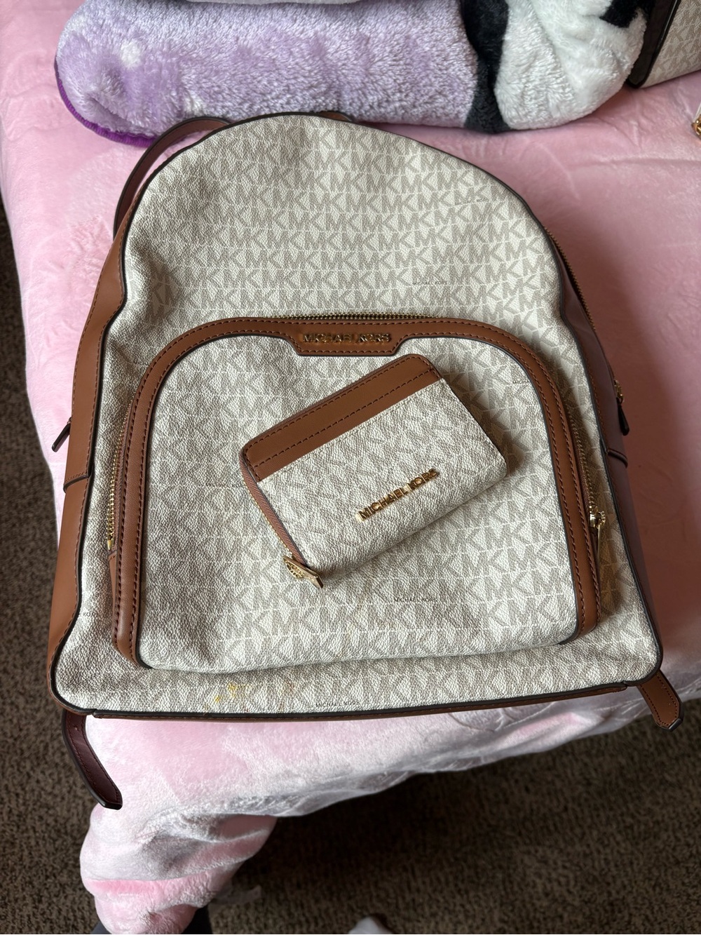 Michael Kors Men Backpack in Vanilla with Acorn Trim